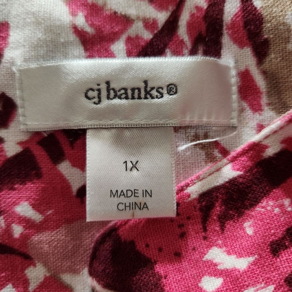 CJ BANKS  SIZE 1X linen/rayon blend , 3/4 sleeve button front jacket. - Picture 6 of 8